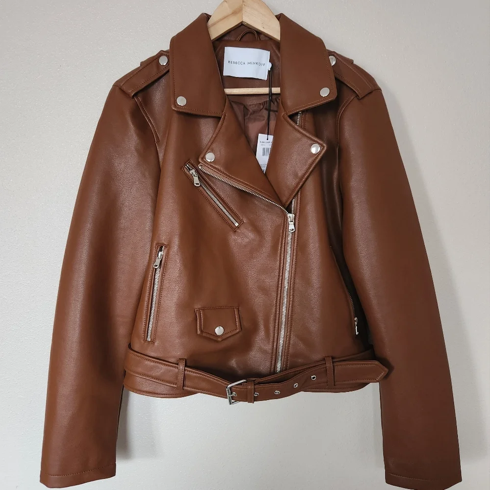 Rebecca Minkoff Faux Leather Moto Biker Jacket - Picture 1 of 5